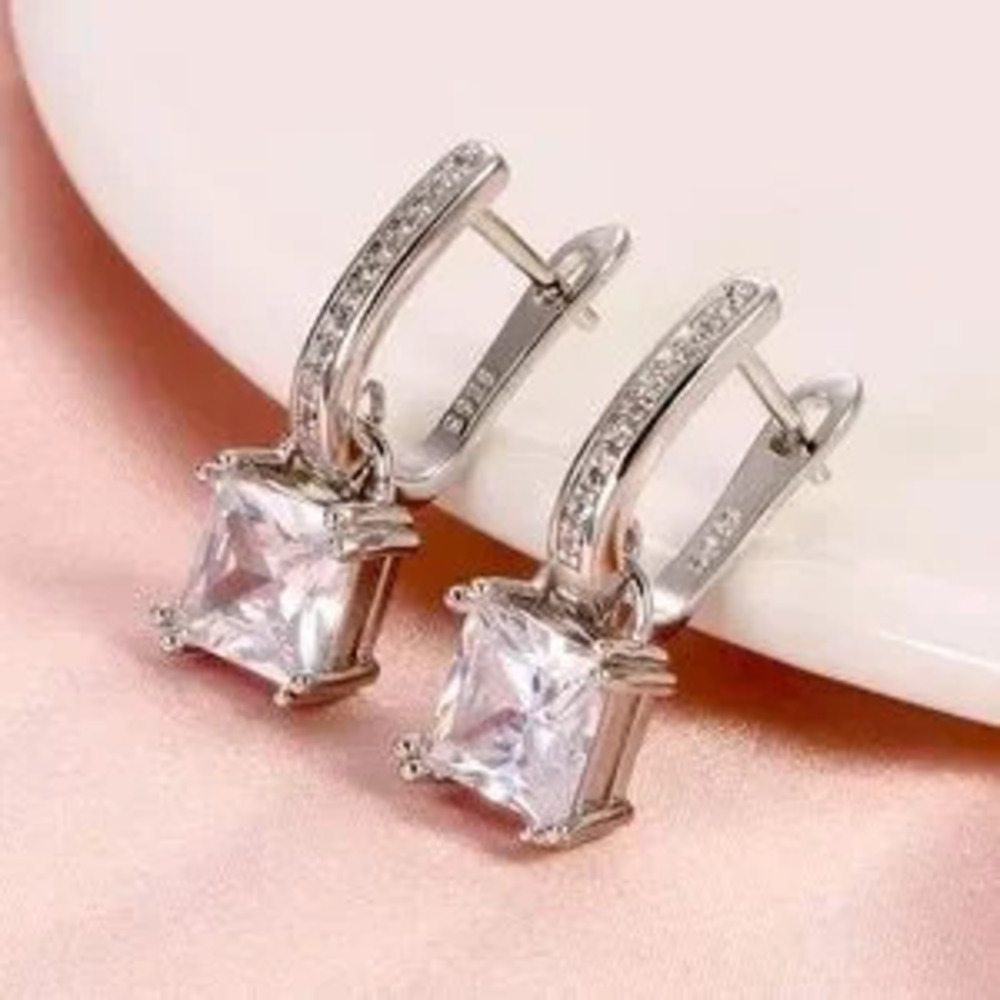 Big Crystal Sterling Silver Earrings